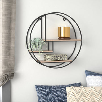 Mamoni 3 Piece Mango Wood Circle Accent Shelf